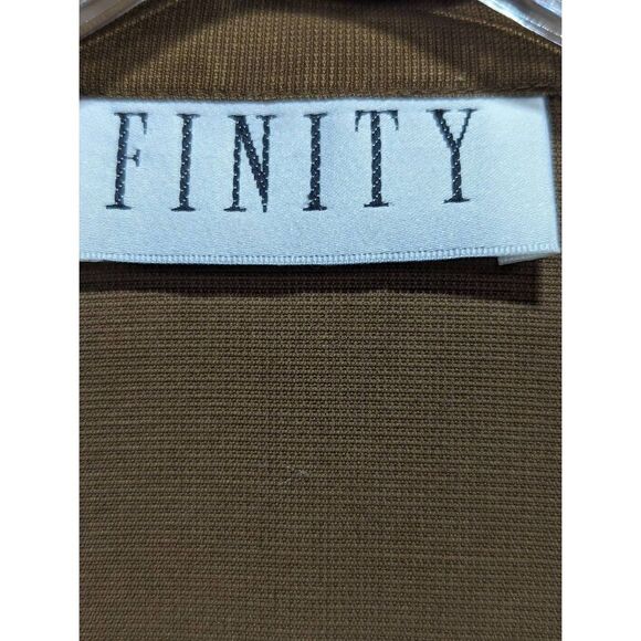 Finity Women's Brown Silk Mandarin Collar Button Front Tunic Blouse Size 14 - Picture 2 of 5